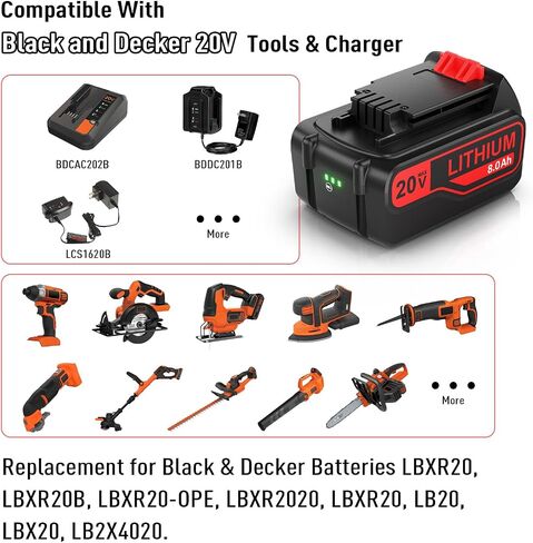 BATTOOL Upgraded 7500mAh 20V LBXR20 Replacement Battery for Black and Decker 20V Lithium Battery LB20 LBX20 LBXR2020-OPE LBXR20B-2 LBX4020 in Kuwait