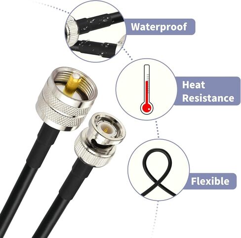 Superbat BNC Male to SO239 RG58 Cable,UHF Female Jack to BNC Male Plug Adapter Jumper Cable for VHF Radio Mobile to Base Antenna scanners,12 Inch,2 Pcs in Saudi Arabia