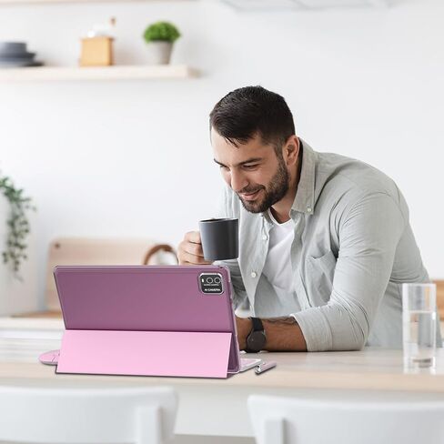 COOPERS Tablet Android 15, 10 inch Tablet 18GB RAM+128GB ROM 2TB Expandable, 2.0Ghz Quad-core Processor, 5G WiFi6 BT 5.0, Dual Cameras, 2 in 1 Tablets with Keyboard Case Mouse Stylus, Widevine L1 Pink in Kuwait