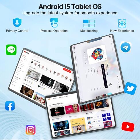 جهاز لوحي Android 15 مع لوحة مفاتيح، جهاز لوحي 11 بوصة مع ذاكرة وصول عشوائي سعتها 24 جيجابايت + ذاكرة تخزين داخلية 128 جيجابايت (توسيع 2 تيرابايت)، بطارية 8000 مللي أمبير في الساعة، شبكة WiFi 2.4 جيجا/5 جيجا، كاميرا مزدوجة 5 ميجابكسل + 13 ميجابكسل، Widevi in Kuwait