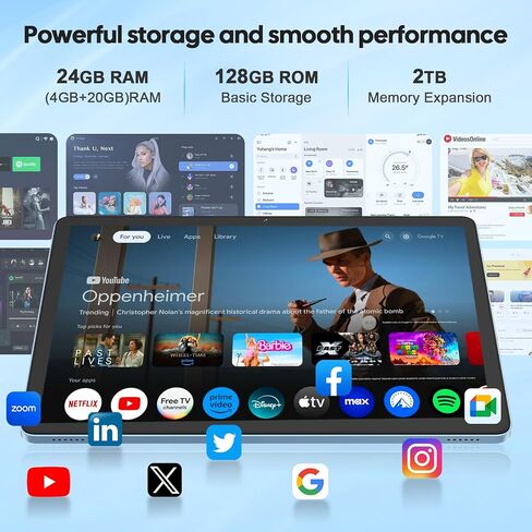 جهاز لوحي Android 15 مع لوحة مفاتيح، جهاز لوحي 11 بوصة مع ذاكرة وصول عشوائي سعتها 24 جيجابايت + ذاكرة تخزين داخلية 128 جيجابايت (توسيع 2 تيرابايت)، بطارية 8000 مللي أمبير في الساعة، شبكة WiFi 2.4 جيجا/5 جيجا، كاميرا مزدوجة 5 ميجابكسل + 13 ميجابكسل، Widevi in Kuwait