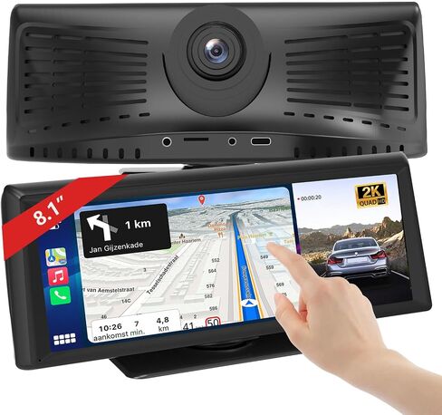 شاشة Carplay لاسلكية مقاس 8.1 بوصة للسيارة مزودة بكاميرا احتياطية 2K DVR و1080P، ستيريو سيارة محمول بشاشة تعمل باللمس مع Carplay وAndroid Auto، BT/FM/AUX/GPS Nav/مرآة الارتباط/التحكم الصوتي لسيارتي القديمة in Saudi Arabia