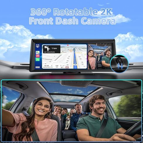 شاشة Carplay لاسلكية مقاس 8.1 بوصة للسيارة مزودة بكاميرا احتياطية 2K DVR و1080P، ستيريو سيارة محمول بشاشة تعمل باللمس مع Carplay وAndroid Auto، BT/FM/AUX/GPS Nav/مرآة الارتباط/التحكم الصوتي لسيارتي القديمة in Saudi Arabia