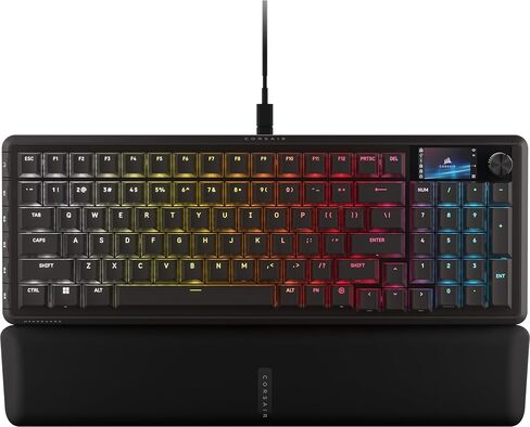 لوحة مفاتيح الألعاب الميكانيكية السلكية Corsair Vanguard 96 - تخطيط 96%، مفاتيح اللمس MLX Fusion، استقصاء 8000 هرتز، شاشة LCD، سطح تيار افتراضي، مفاتيح G، SOCD Flashtap، QWERTY US - أسود in Kuwait