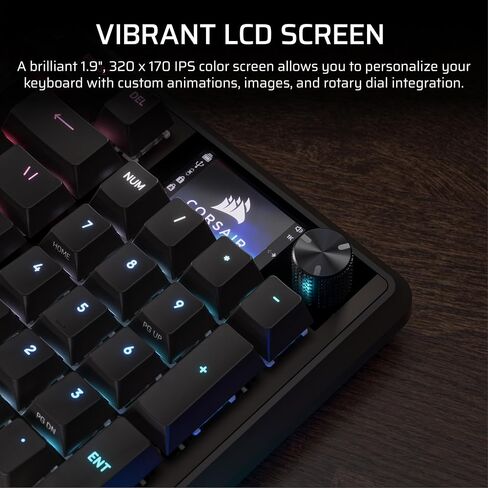 لوحة مفاتيح الألعاب الميكانيكية السلكية Corsair Vanguard 96 - تخطيط 96%، مفاتيح اللمس MLX Fusion، استقصاء 8000 هرتز، شاشة LCD، سطح تيار افتراضي، مفاتيح G، SOCD Flashtap، QWERTY US - أسود in Kuwait