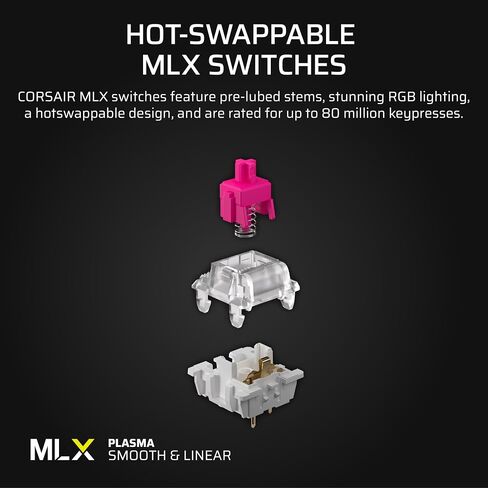لوحة مفاتيح الألعاب الميكانيكية السلكية Corsair Vanguard 96 - تخطيط 96%، مفاتيح اللمس MLX Fusion، استقصاء 8000 هرتز، شاشة LCD، سطح تيار افتراضي، مفاتيح G، SOCD Flashtap، QWERTY US - أسود in Kuwait