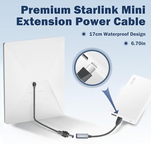 Starlink Mini DC to DC Extension Cable, Female to Male Plug 18CM, Waterproof 100W 20V/5A PD Input Accessories Converter Adapter Fit for Starlink Mini Pipe Adapter & Original Power Cable in Saudi Arabia