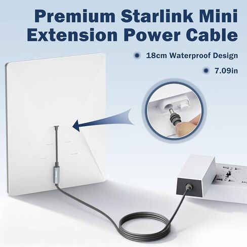 Starlink Mini DC to DC Extension Cable, Female to Male Plug 18CM, Waterproof 100W 20V/5A PD Input Accessories Converter Adapter Fit for Starlink Mini Pipe Adapter & Original Power Cable in Saudi Arabia