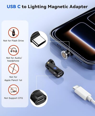 محول TiMOVO المغناطيسي لايتنينج إلى USB C، شحن سريع ونقل البيانات، زاوية قائمة 90 درجة USB-C ذكر إلى محول أنثى الإضاءة لهاتف iPhone 16، MacBook Pro/iPad، الكمبيوتر اللوحي، الكمبيوتر المحمول، رمادي in Saudi Arabia
