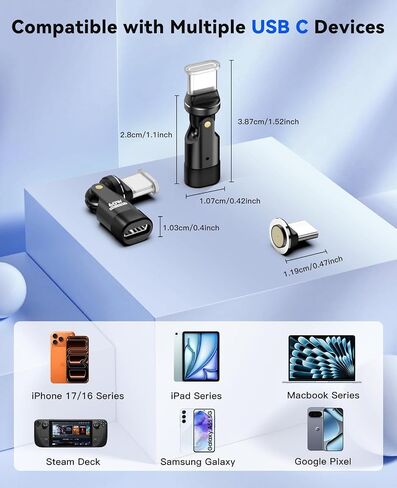 محول TiMOVO المغناطيسي لايتنينج إلى USB C، شحن سريع ونقل البيانات، زاوية قائمة 90 درجة USB-C ذكر إلى محول أنثى الإضاءة لهاتف iPhone 16، MacBook Pro/iPad، الكمبيوتر اللوحي، الكمبيوتر المحمول، رمادي in Saudi Arabia