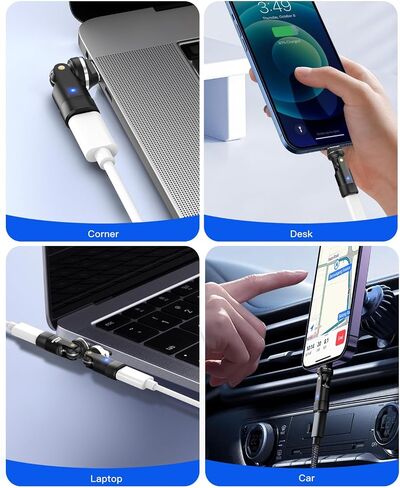 محول TiMOVO المغناطيسي لايتنينج إلى USB C، شحن سريع ونقل البيانات، زاوية قائمة 90 درجة USB-C ذكر إلى محول أنثى الإضاءة لهاتف iPhone 16، MacBook Pro/iPad، الكمبيوتر اللوحي، الكمبيوتر المحمول، رمادي in Saudi Arabia