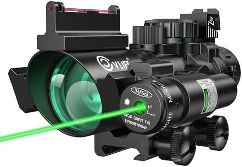 CVLIFE 4x32 Prism Tactical Rifle Scope Red & Green & Blue Illuminated Reticle Scope with Fiber Optic Sight & IIIA/2MW Laser Sight in Saudi Arabia