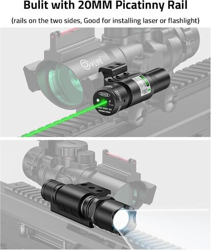 CVLIFE 4x32 Prism Tactical Rifle Scope Red & Green & Blue Illuminated Reticle Scope with Fiber Optic Sight & IIIA/2MW Laser Sight in Saudi Arabia