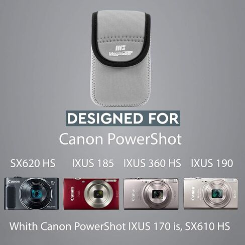 حقيبة كاميرا MegaGear Canon PowerShot SX620 HS، ELPH 180، ELPH 360 HS، ELPH 190 is، ELPH 170 is، SX610 HS حقيبة كاميرا جلدية مع حزام - بني فاتح - MG1091 in Kuwait