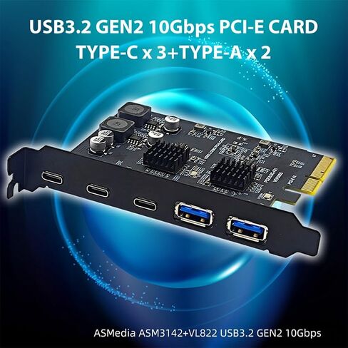 PCI Express X4 to 3 Port Type C + 2 Port USB3.2 Gen2 10Gbps Adapter ASM3142 + VL822 Chip PCIE USB Expansion Card in Saudi Arabia