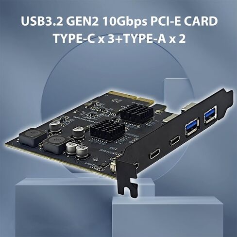 PCI Express X4 to 3 Port Type C + 2 Port USB3.2 Gen2 10Gbps Adapter ASM3142 + VL822 Chip PCIE USB Expansion Card in Saudi Arabia