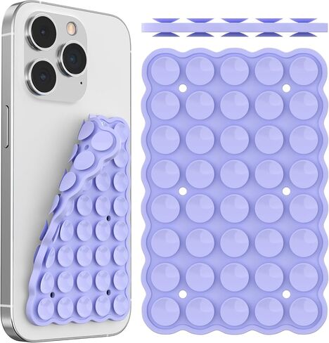حامل هاتف من السيليكون على شكل كأس شفط على الوجهين، جراب هاتف مثبت بالشفط لهواتف iPhone وAndroid، ملحقات هاتف بدون استخدام اليدين لفيديوهات Tiktok وصور السيلفي (لون أبيض) in Kuwait