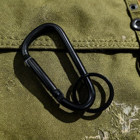 5-Pcs D-Ring Carabiner Set with 5 Key Rings | Heavy Duty Matte Black Anodized Aluminum | Multipurpose Clip for Outdoor Activities, Key Chains, Gear & Equipment in Saudi Arabia