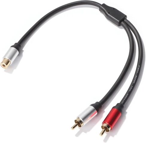 Metal Cable 2 R/CA Male to 1 Female Y Splitter for Car Amplifier Stereo Subwoofer Adapter in Saudi Arabia