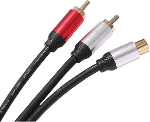 Metal Cable 2 R/CA Male to 1 Female Y Splitter for Car Amplifier Stereo Subwoofer Adapter in Saudi Arabia