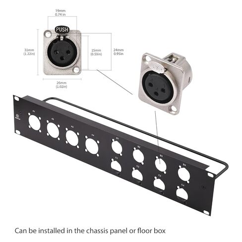 كابل تمرير XLR، صندوق المسرح 3 دبوس من النوع D أنثى إلى ذكر للوحة التصحيح، صندوق الأرضية (أسود) in Kuwait