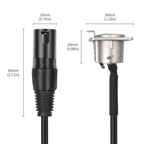 كابل تمرير XLR، صندوق المسرح 3 دبوس من النوع D أنثى إلى ذكر للوحة التصحيح، صندوق الأرضية (أسود) in Kuwait