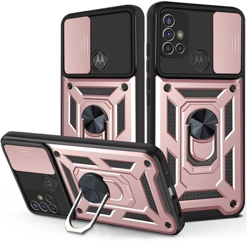 Ysnzaq Camouflage Military Grade Heavy Duty Shockproof Protection Case with Magnetic Bracket and Lens Slide Window Phone Cover for Motorola Moto G10 /Moto G20 /Moto G30 SJ Black in Saudi Arabia