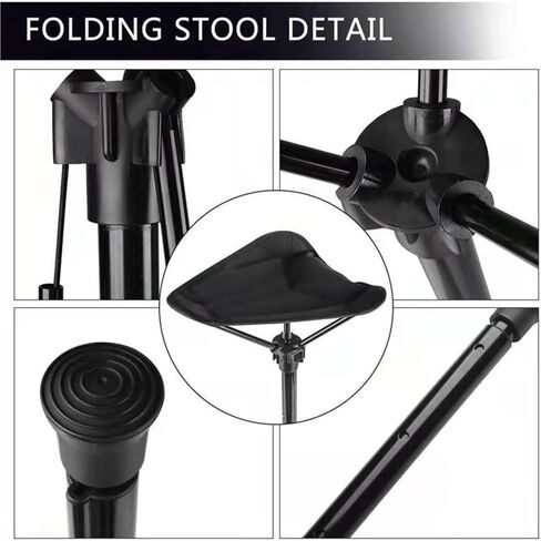 Portable Folding Stool, One-Leg Adjustable Chair for Camping & Fishing - Lightweight Collapsible Cane with Seat, Ultra-Compact Travel Stool for Hiking, Shopping, Outdoor Activities (Single leg) in Saudi Arabia