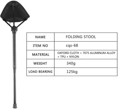 Portable Folding Stool, One-Leg Adjustable Chair for Camping & Fishing - Lightweight Collapsible Cane with Seat, Ultra-Compact Travel Stool for Hiking, Shopping, Outdoor Activities (Single leg) in Saudi Arabia