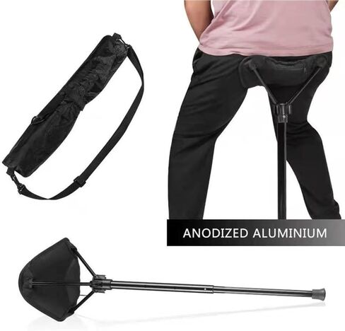 Portable Folding Stool, One-Leg Adjustable Chair for Camping & Fishing - Lightweight Collapsible Cane with Seat, Ultra-Compact Travel Stool for Hiking, Shopping, Outdoor Activities (Single leg) in Saudi Arabia