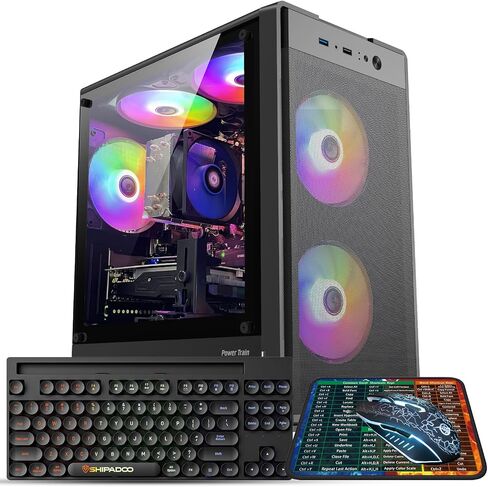 كمبيوتر مكتبي للألعاب، AMD Ryzen 5 5500 حتى 4.2 جيجا هرتز، Radeon RTX 2060 6G، 16G، DDR4، 1 تيرابايت SSD، WiFi 6، RGB Fan x5، أجهزة الكمبيوتر البرجية Windows 11 Home in Kuwait