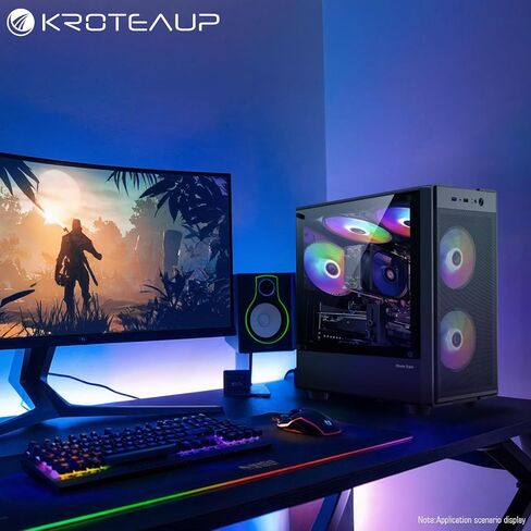 كمبيوتر مكتبي للألعاب، AMD Ryzen 5 5500 حتى 4.2 جيجا هرتز، Radeon RTX 2060 6G، 16G، DDR4، 1 تيرابايت SSD، WiFi 6، RGB Fan x5، أجهزة الكمبيوتر البرجية Windows 11 Home in Kuwait