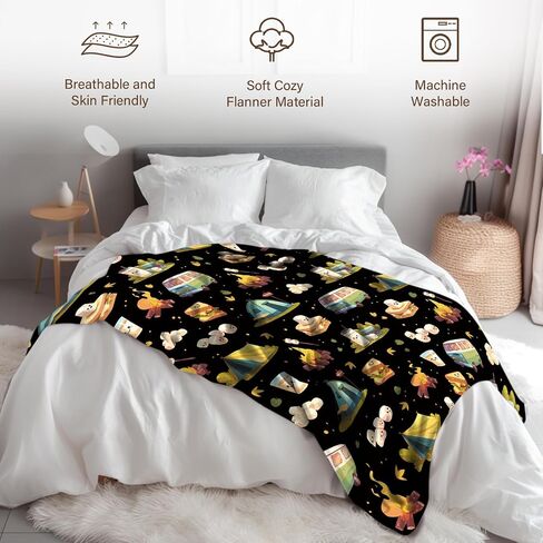 Marshmallow Blanket, Camping Blanket, Gifts for Camping Lovers, Cute S'Mores Blanket, Christmas Camping Gifts for Couples, 50" X 60" Marshmallow Cookie Blankets Birthday Christmas in Saudi Arabia
