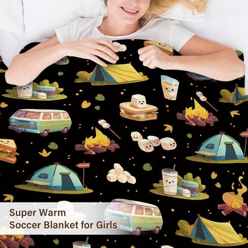 Marshmallow Blanket, Camping Blanket, Gifts for Camping Lovers, Cute S'Mores Blanket, Christmas Camping Gifts for Couples, 50" X 60" Marshmallow Cookie Blankets Birthday Christmas in Saudi Arabia