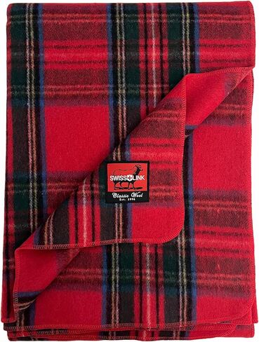 Plaid Red Royal Stewart Pattern Classic 80% Wool Blanket 88" x 60" in Saudi Arabia