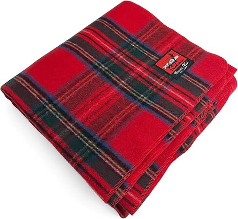 Plaid Red Royal Stewart Pattern Classic 80% Wool Blanket 88" x 60" in Saudi Arabia