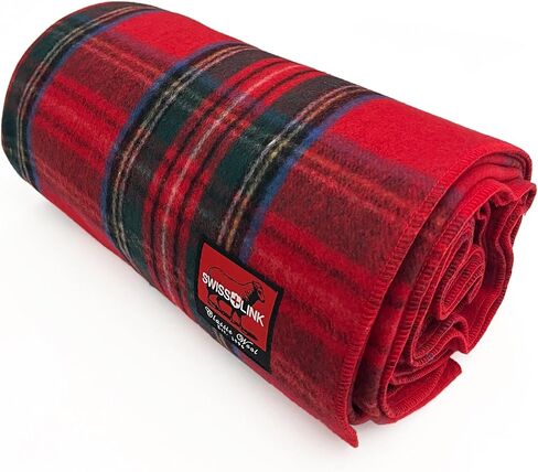 Plaid Red Royal Stewart Pattern Classic 80% Wool Blanket 88" x 60" in Saudi Arabia