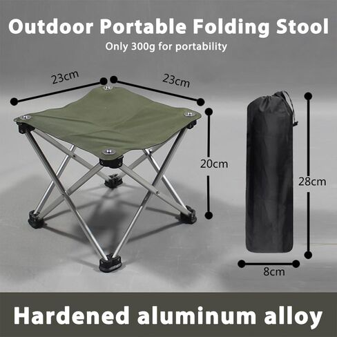 Aluminum Alloy Collapsible Square Stool, Folding Chair for Camping, Portable Folding Stool, Outdoor Collapsible Chairs, Dark Green in Saudi Arabia