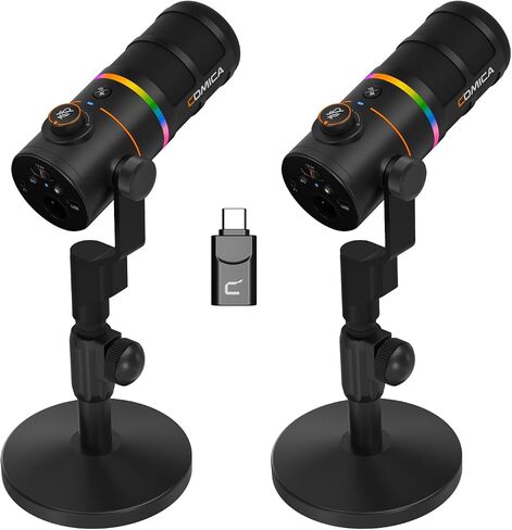 COMICA EJoy D10 Pro XLR/USB-C Dual Gaming Microphone for Podcasting Recording,Wired/Wireless Dynamic Computer Mic for Desktop with RGB,Mute,Noise Reduction,for PS4,PS5,Dual Host Live Streaming,Youtube in Saudi Arabia