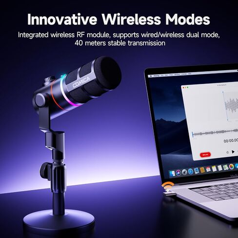 COMICA EJoy D10 Pro XLR/USB-C Dual Gaming Microphone for Podcasting Recording,Wired/Wireless Dynamic Computer Mic for Desktop with RGB,Mute,Noise Reduction,for PS4,PS5,Dual Host Live Streaming,Youtube in Saudi Arabia