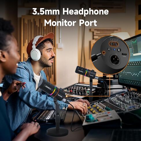 COMICA EJoy D10 Pro XLR/USB-C Dual Gaming Microphone for Podcasting Recording,Wired/Wireless Dynamic Computer Mic for Desktop with RGB,Mute,Noise Reduction,for PS4,PS5,Dual Host Live Streaming,Youtube in Saudi Arabia