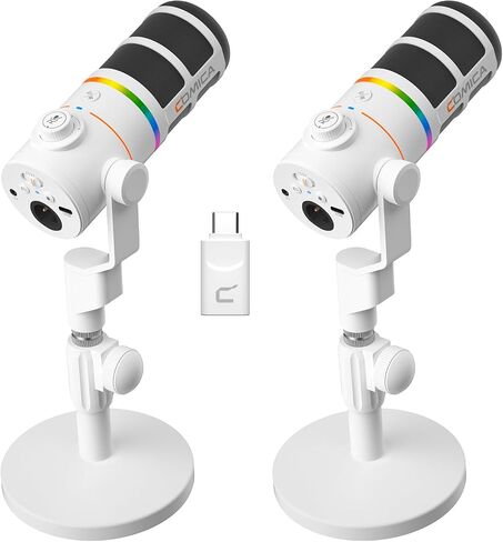 COMICA EJoy D10 Pro XLR/USB-C Dual Gaming Microphone for Podcasting Recording,Wired/Wireless Dynamic Computer Mic for Desktop with RGB,Mute,Noise Reduction,for PS4,PS5,Dual Host Live Streaming,Youtube in Saudi Arabia