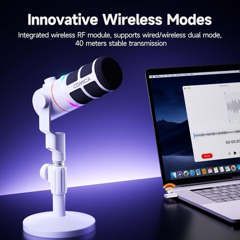 COMICA EJoy D10 Pro XLR/USB-C Dual Gaming Microphone for Podcasting Recording,Wired/Wireless Dynamic Computer Mic for Desktop with RGB,Mute,Noise Reduction,for PS4,PS5,Dual Host Live Streaming,Youtube in Saudi Arabia