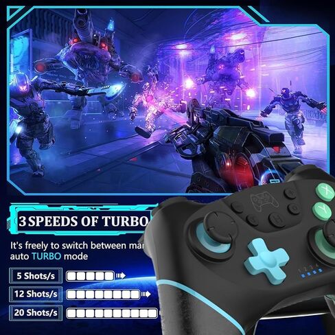 ＲＵＥＩＵＲＩ قبضة تحكم S-witch، مقابض مريحة وJoypad Pro، تدعم التحكم في الحركة والصدمات المزدوجة، متوافقة مع جميع ألعاب S-witch in Saudi Arabia