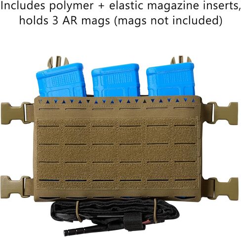 حزام تكتيكي صغير للصدر مقطوع بالليزر قابل للتعديل وقابل للفصل مع حاملات أكياس المجلات 5.56 in Kuwait
