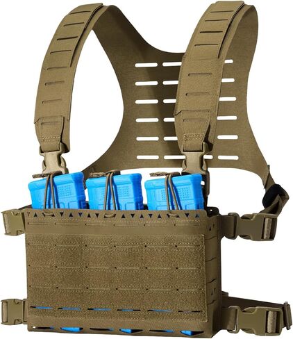 حزام تكتيكي صغير للصدر مقطوع بالليزر قابل للتعديل وقابل للفصل مع حاملات أكياس المجلات 5.56 in Kuwait