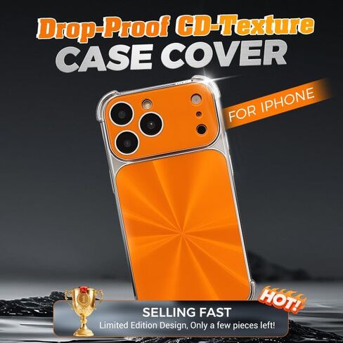 CD-Texture Case Cover for iPhone, Quad-Corner Drop-Proof & Full Camera Protection (Orange,iPhone 17ProMax) in Saudi Arabia