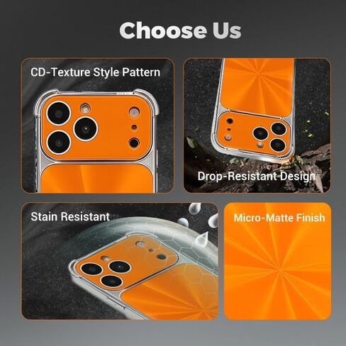 CD-Texture Case Cover for iPhone, Quad-Corner Drop-Proof & Full Camera Protection (Orange,iPhone 17ProMax) in Saudi Arabia