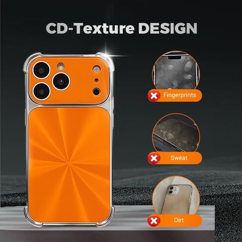 CD-Texture Case Cover for iPhone, Quad-Corner Drop-Proof & Full Camera Protection (Orange,iPhone 17ProMax) in Saudi Arabia