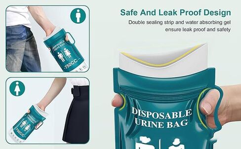 4pcs Emergency Portable Urine Bag, Travel Urinal Bag, Disposable Urine Bag Used for Emergency Situations for Traffic Jams, Vomiting, Camping. Unisex Urinal Bag 750ML in Saudi Arabia